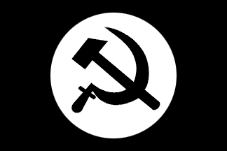 Black flag with hammer and sickle, ratio 2:3
